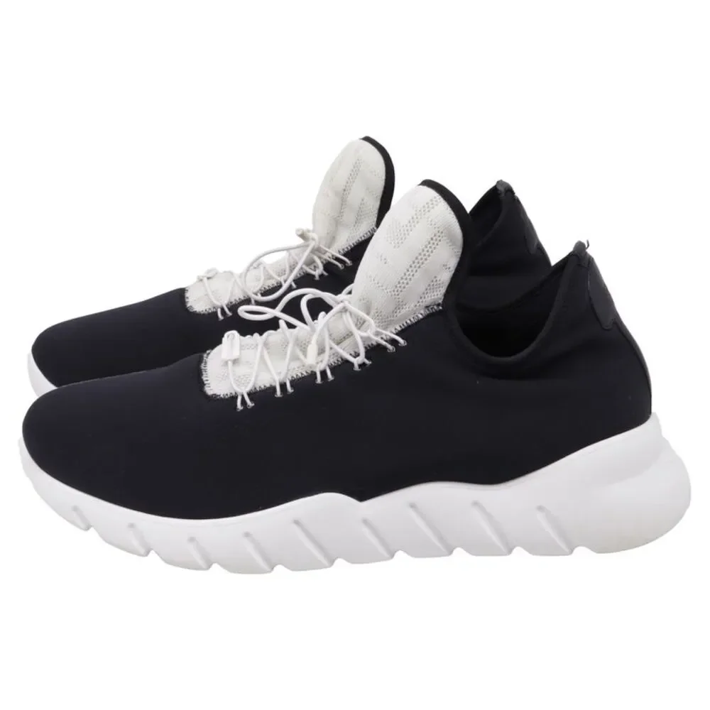 Fendi Low Top Knit Sneakers in Black Neoprene